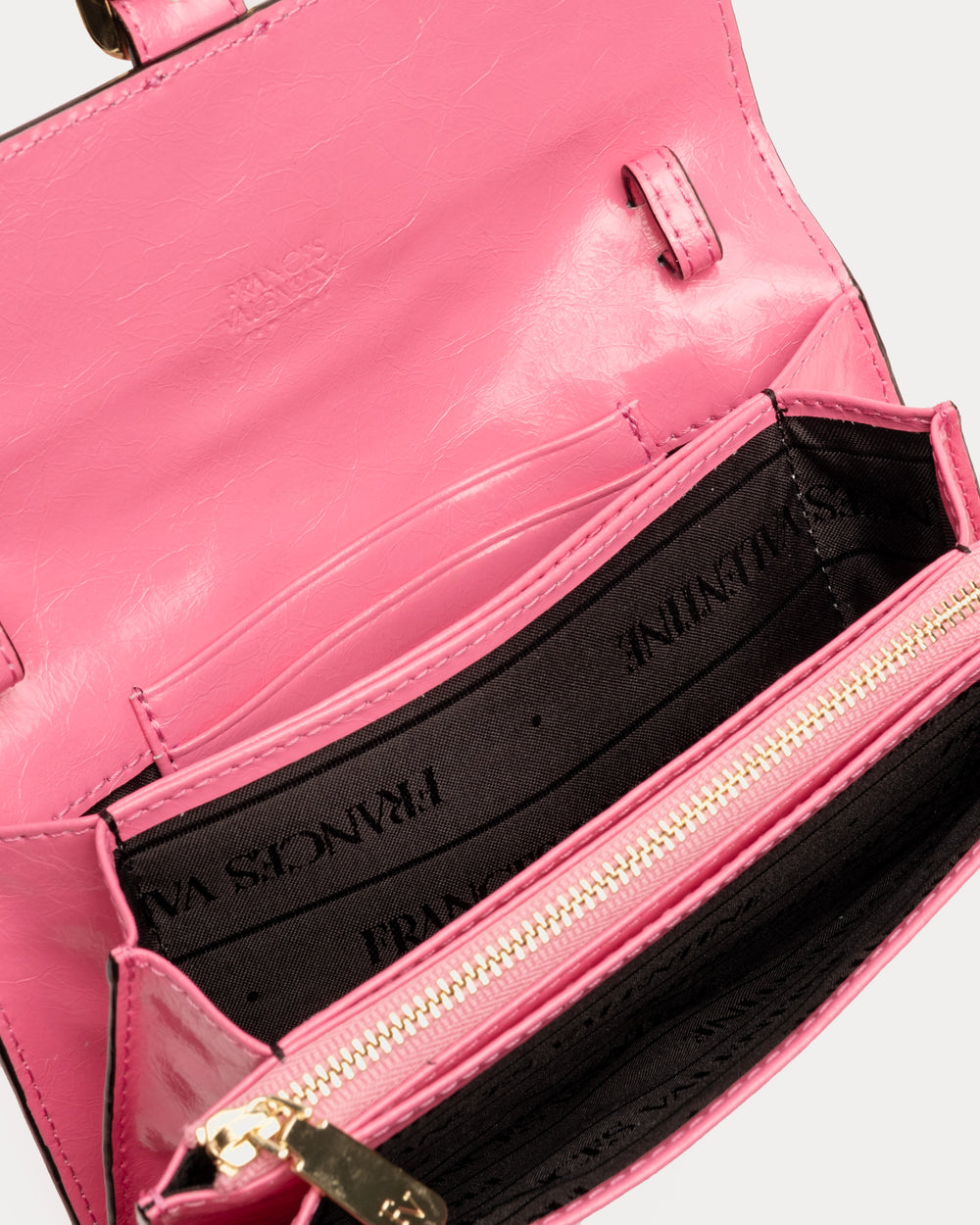Accordian Wallet - Crinkled Leather Pink - Frances Valentine
