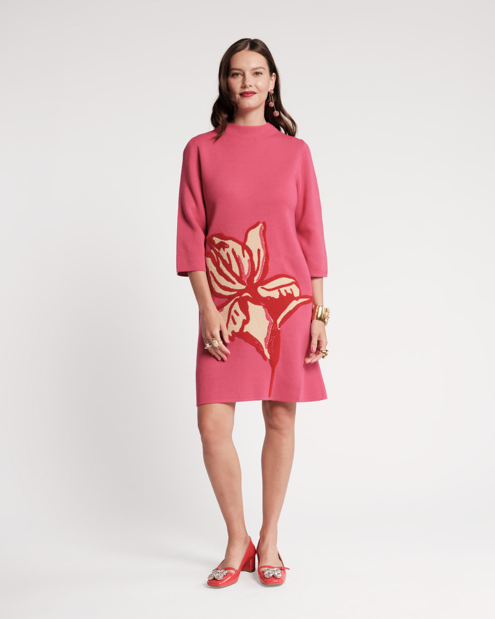 Annie Wool Dress - Fringed Tulip Pink Dresses Frances Valentine