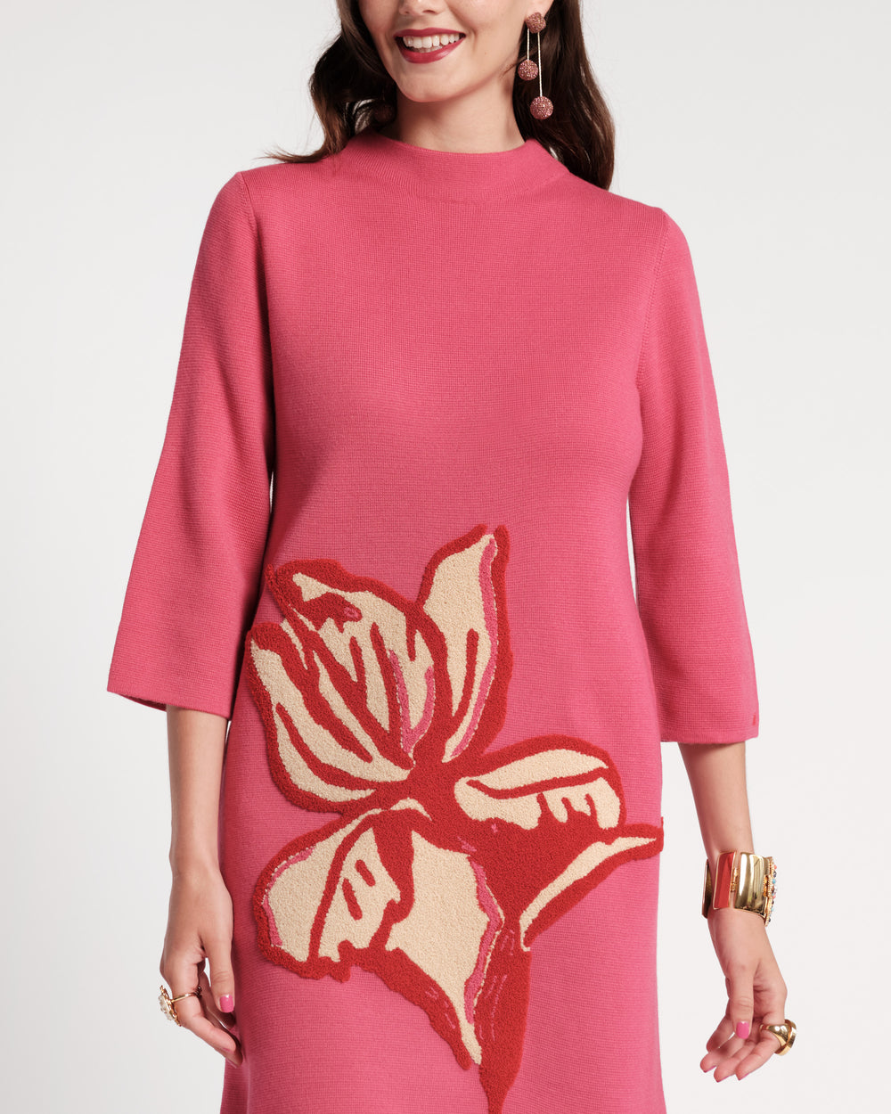 Annie Wool Dress - Fringed Tulip Pink Dresses Frances Valentine
