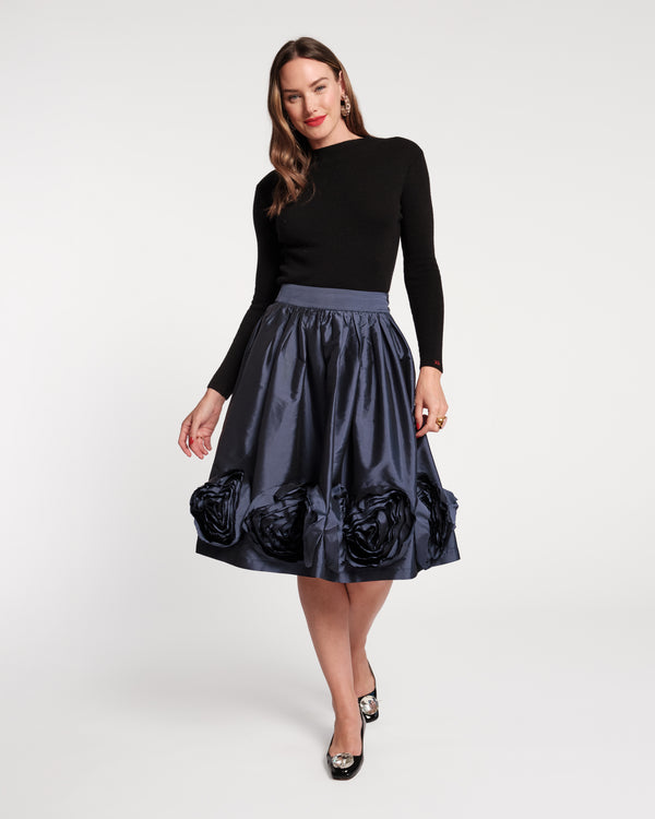 Barbara Flower Skirt - Navy