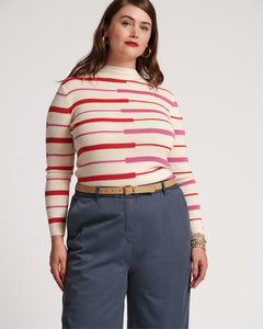Marie Long Sleeve Sweater Merino Shadow Stripe - Frances Valentine
