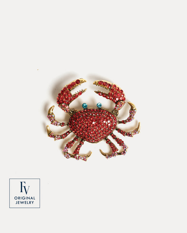 FV Crab Brooch - Red Jewelry Frances Valentine