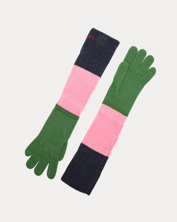 Colorblock Knit Glove - Navy