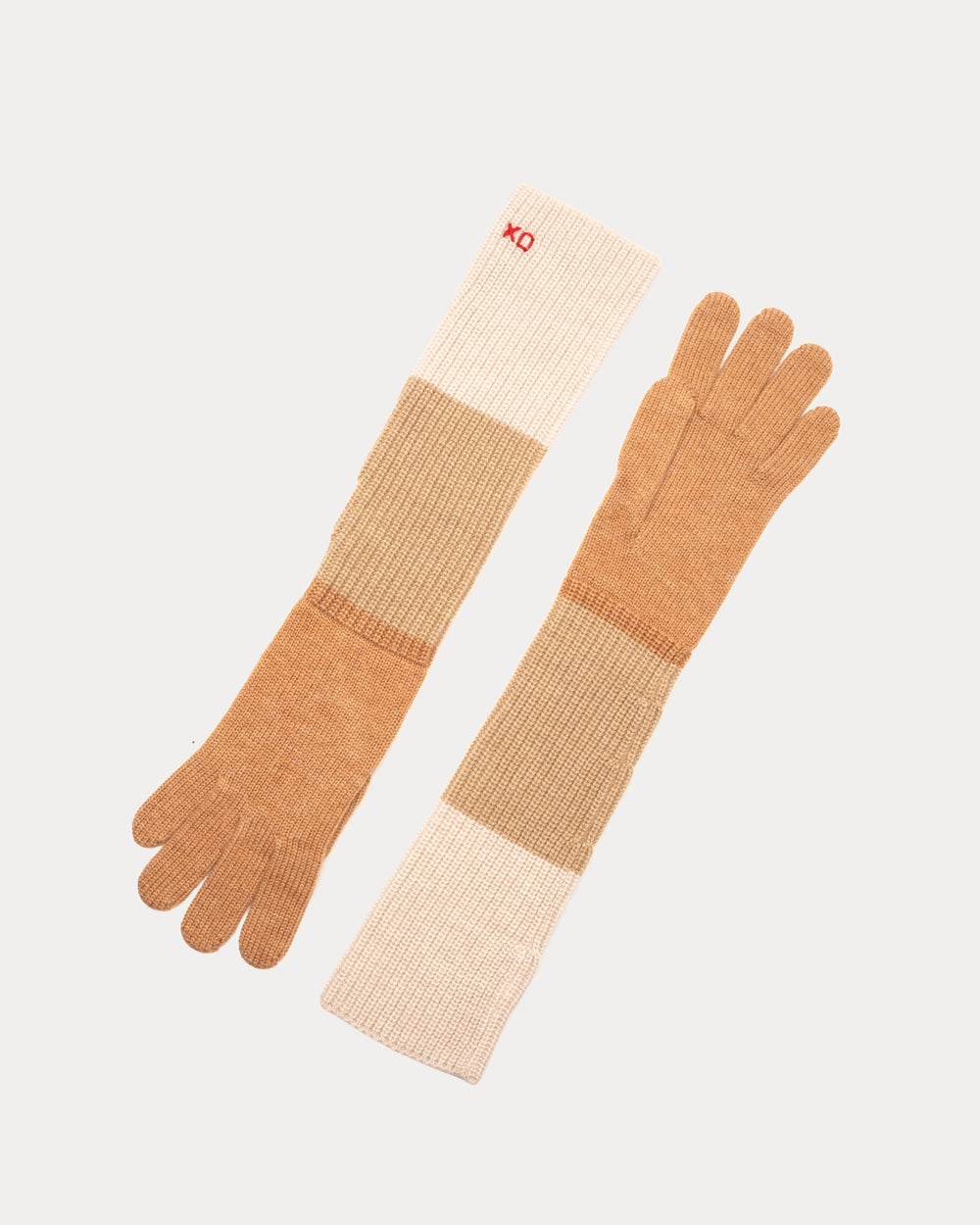 Colorblock Knit Glove - Natural