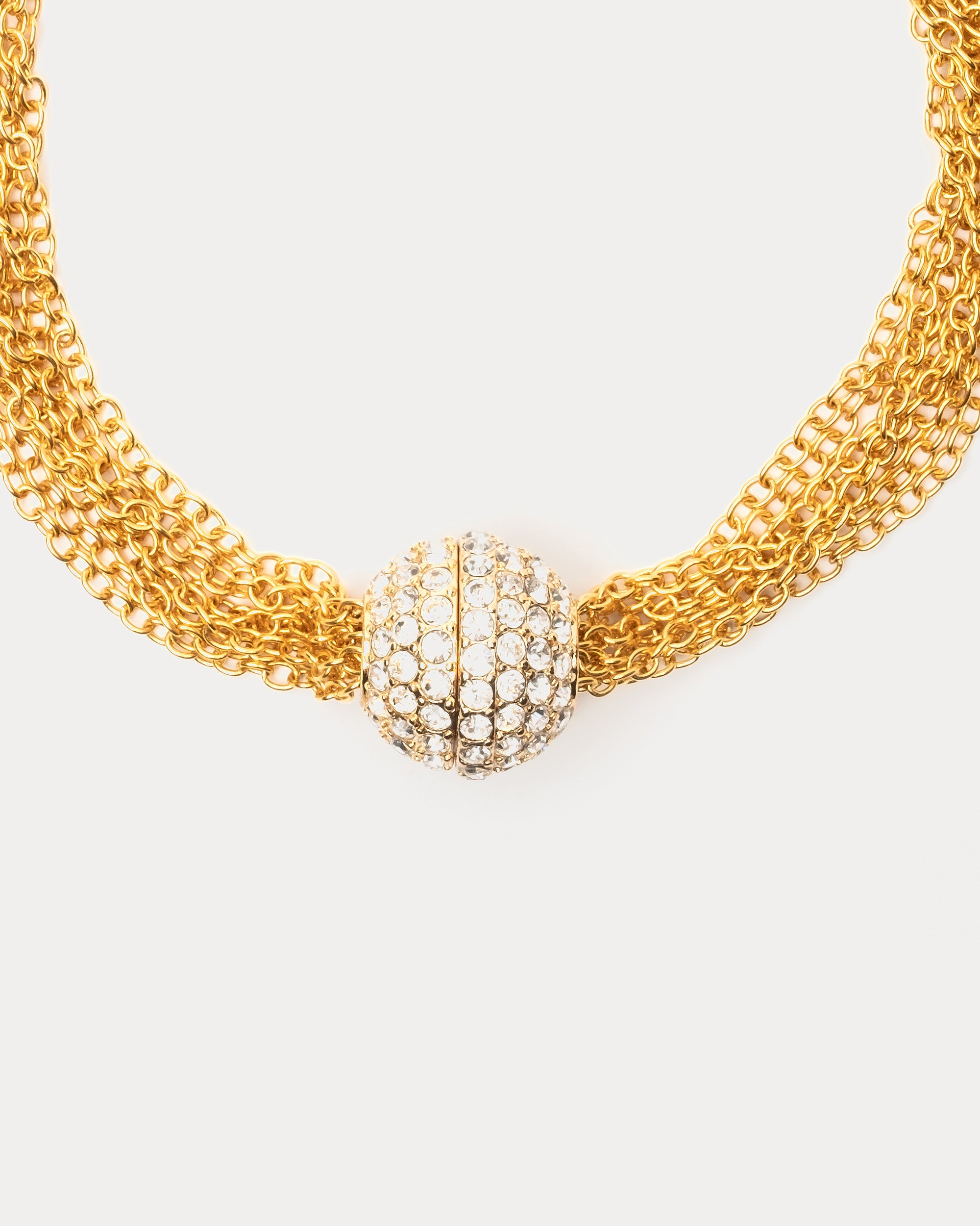 Short Gold Crystal Ball Necklace