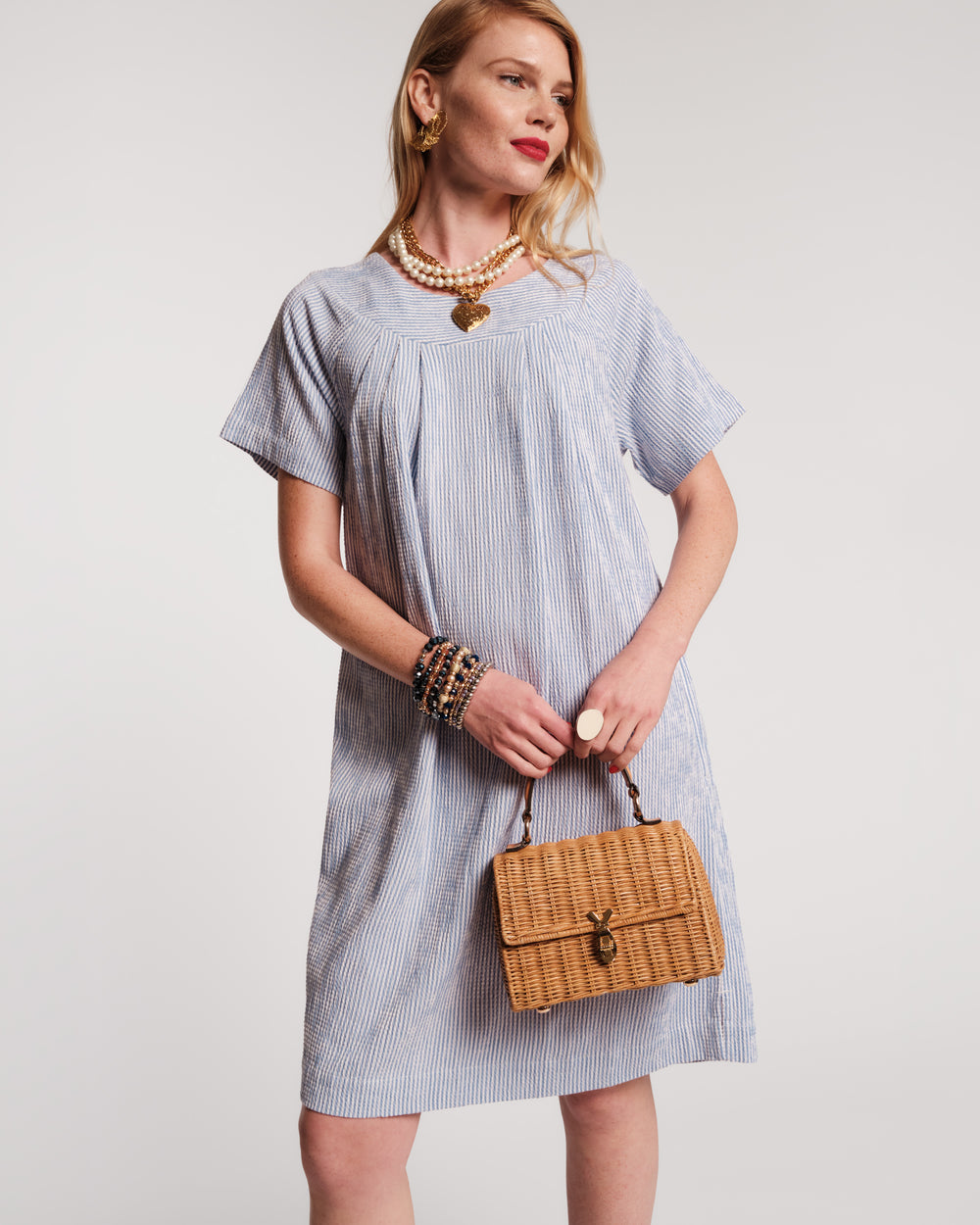 Easy Dress - Stripe Seersucker Dresses Frances Valentine