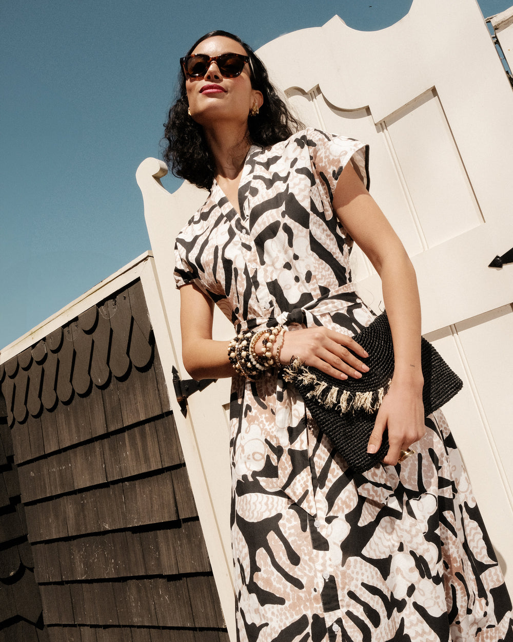 Eve Dress - Sketchy Jungle Black - Frances Valentine
