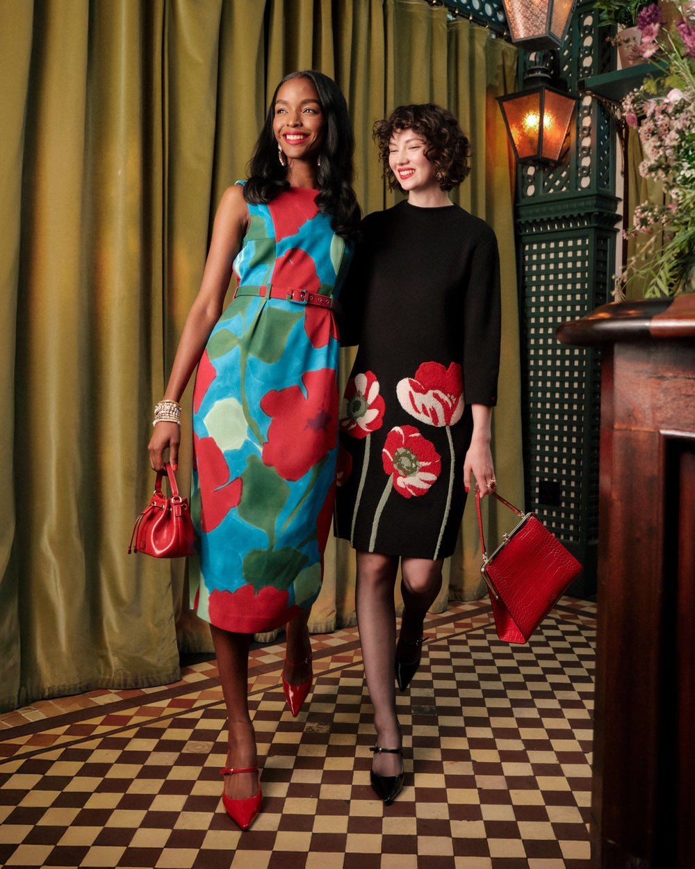 Audrey Belted Midi Dress - Floating Floral - Frances Valentine