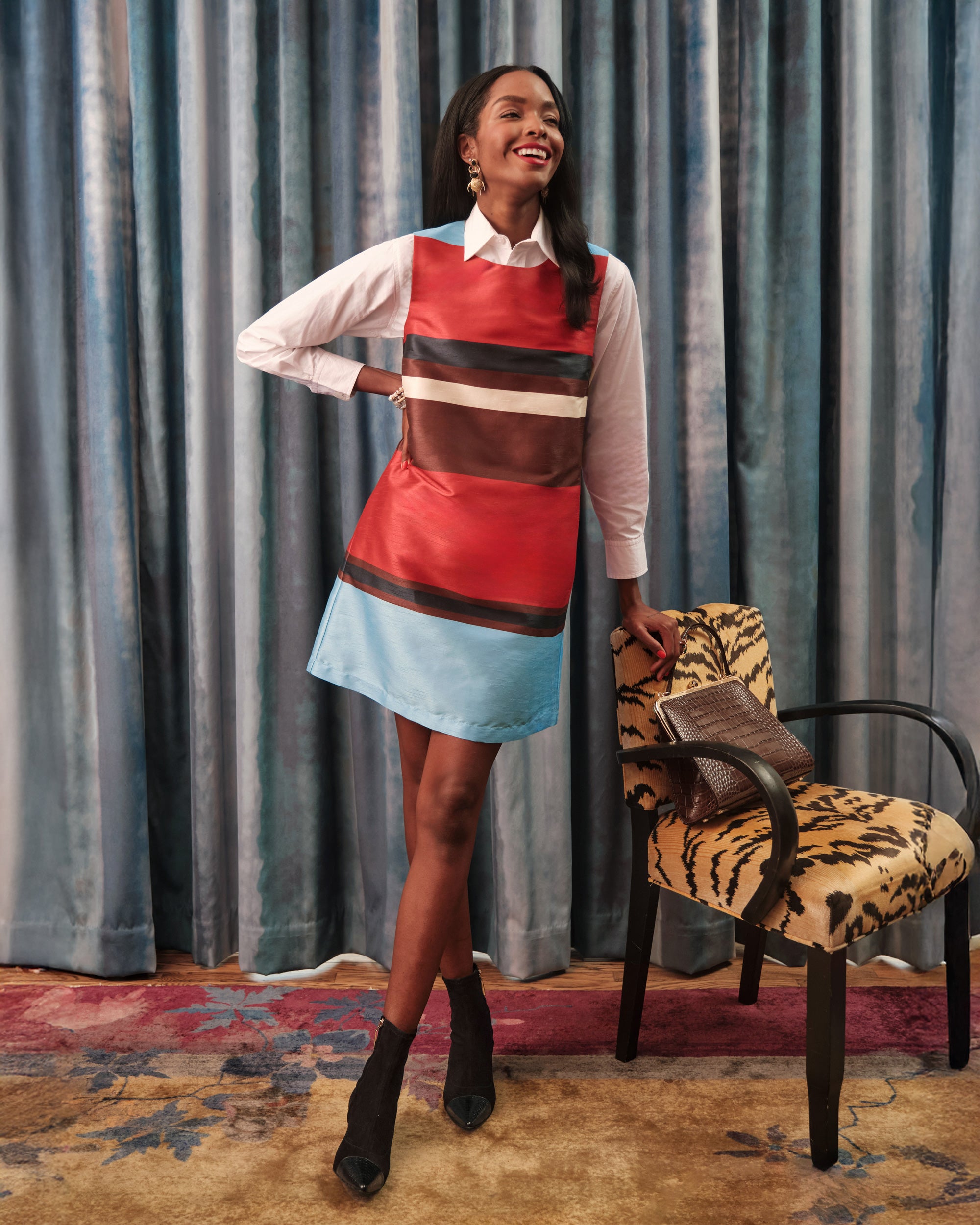 Frances Valentine Sylvie Shift Dress Sublime Stripe, Red/blue/multi / M Frances Valentine Sylvie Shift Dress Sublime Stripe, Red/blue/multi / M