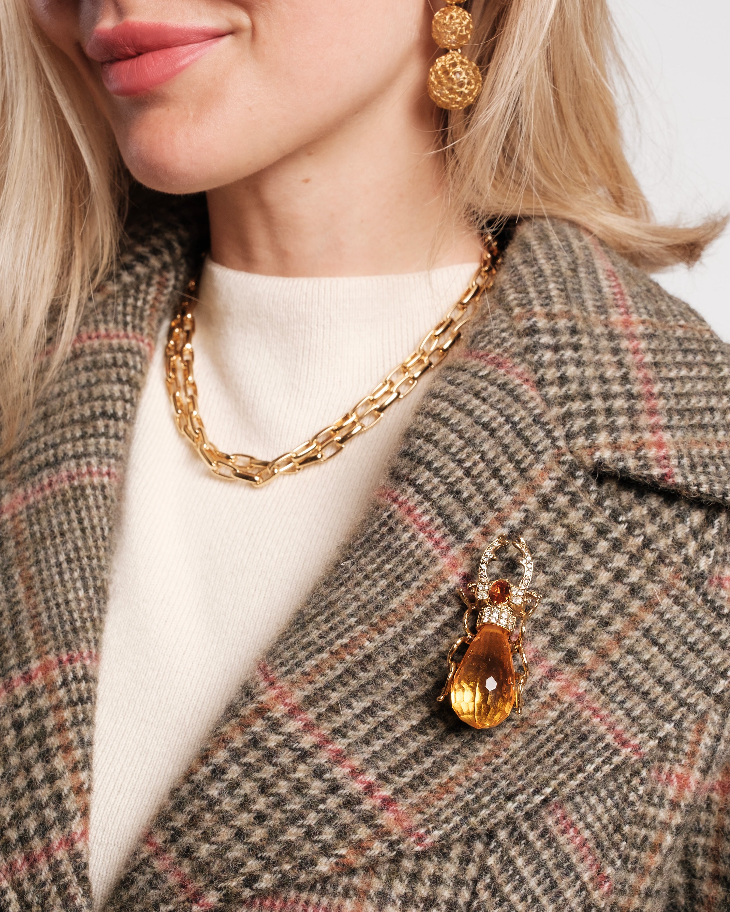 Scarab Beetle Pin Topaz Stone