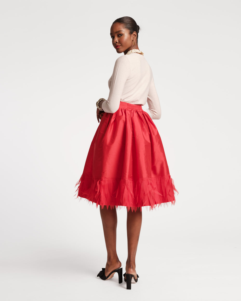 Barbara Midi Feather Skirt - Red