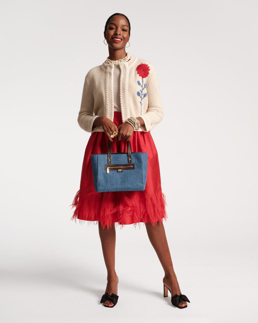 Barbara Midi Feather Skirt - Red - Frances Valentine