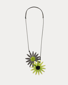 Amaya Double Flower Statement Necklace Black Green - Frances Valentine