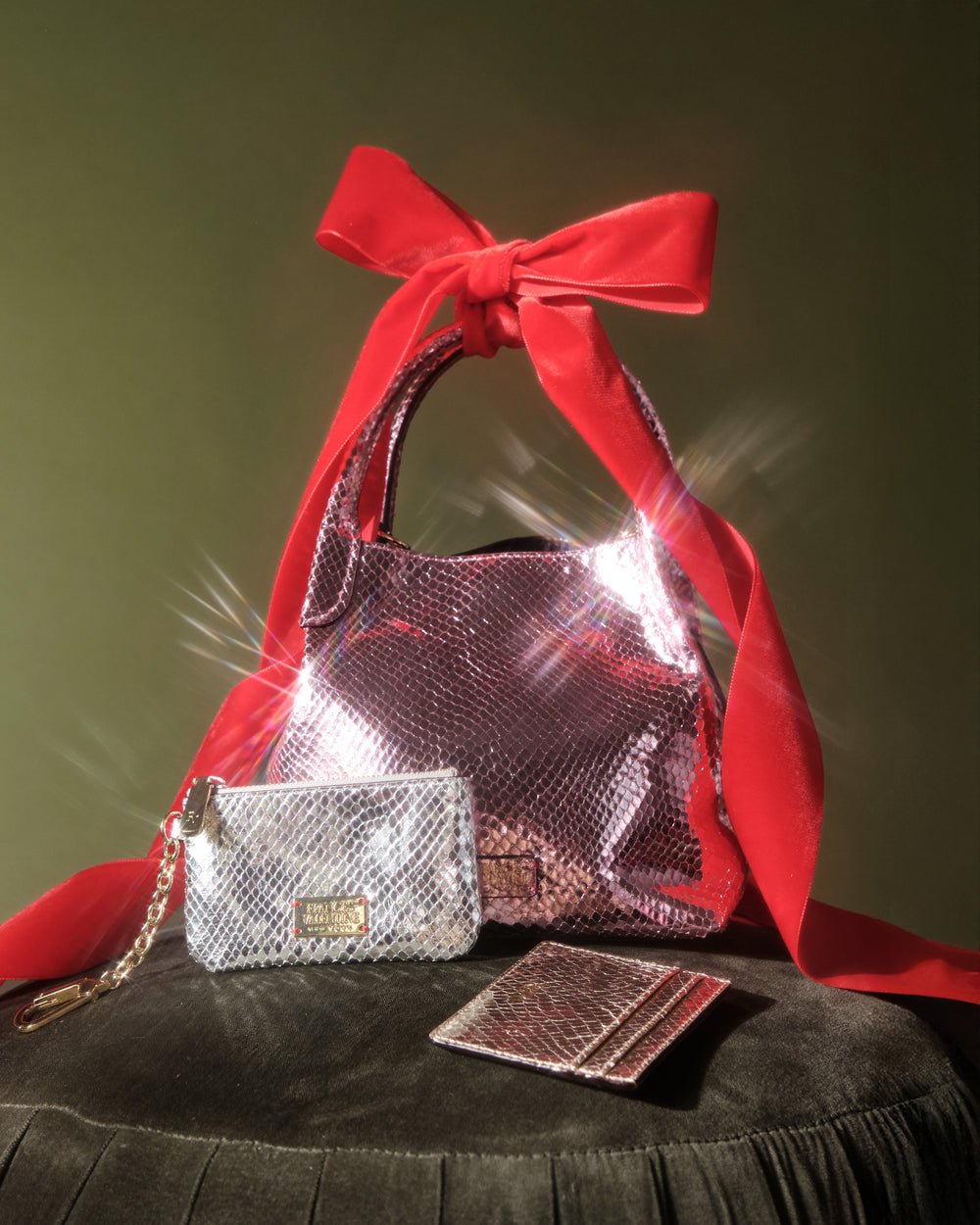 Bitsy Metallic Snake Leather - Silver