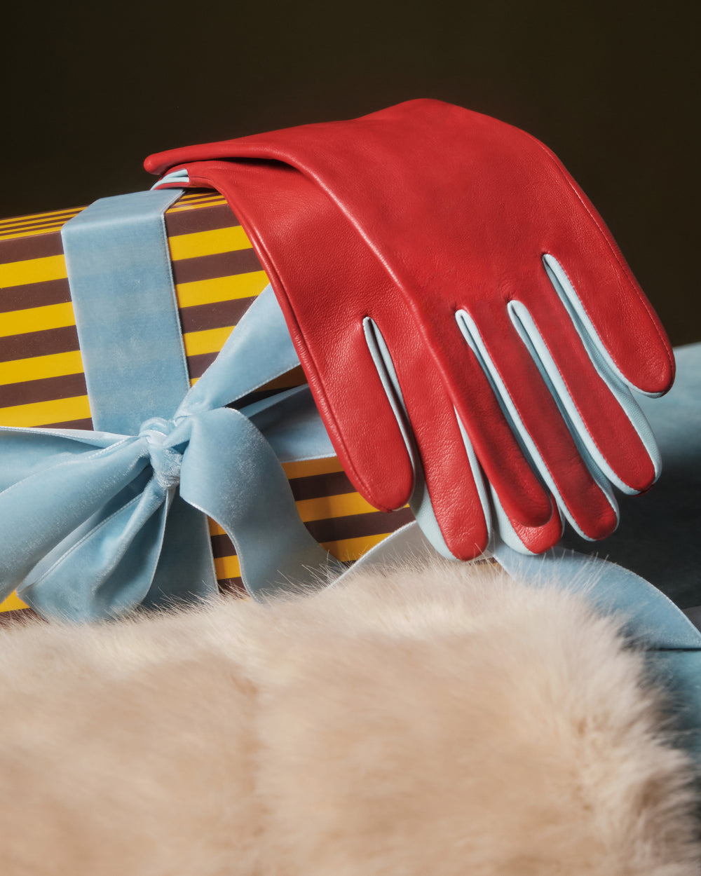 Deep V Leather Glove - Red Gloves & Mittens Fownes