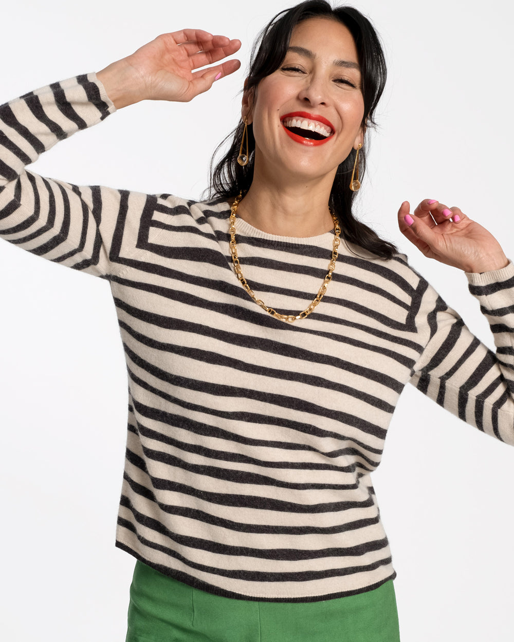 Honey Crewneck - Painterly Stripe Sweater Frances Valentine