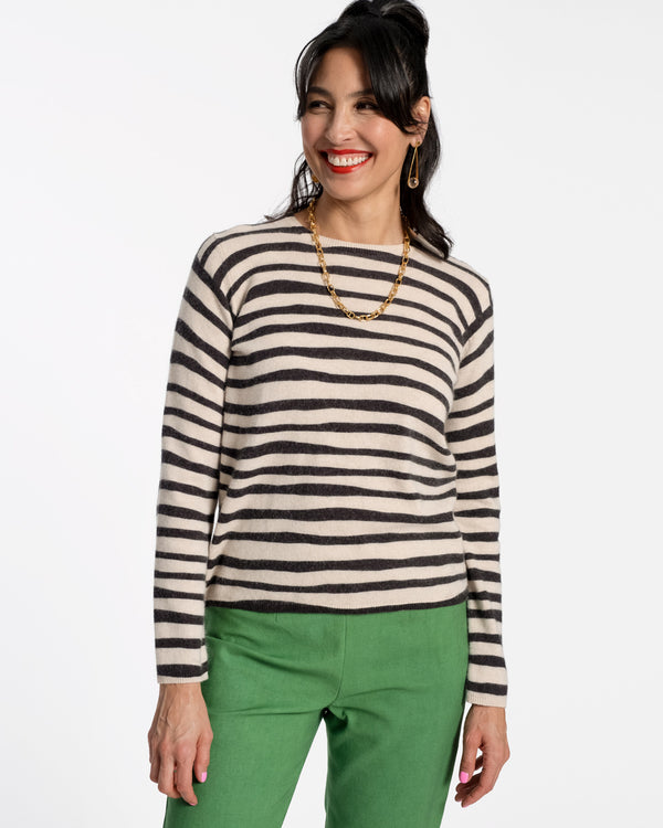 Honey Crewneck - Painterly Stripe Sweater Frances Valentine