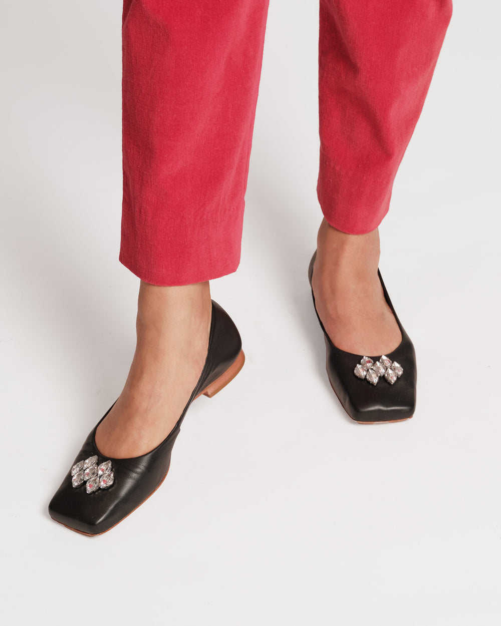 Square Toe Ballet Flat - Black - Frances Valentine