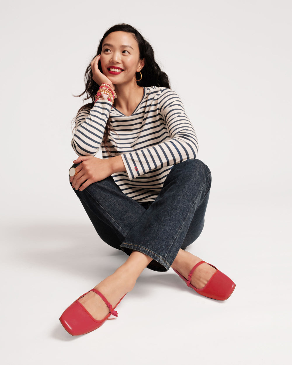 Jude Mary Jane Flat - Leather Red - Frances Valentine