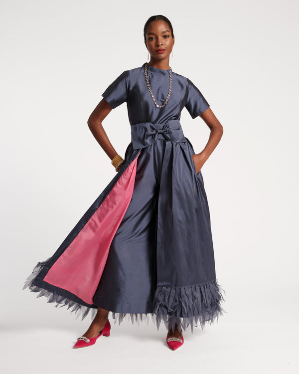 Jody Jumpsuit Feather Fringe Navy Pink Jumpsuits & Rompers Frances Valentine