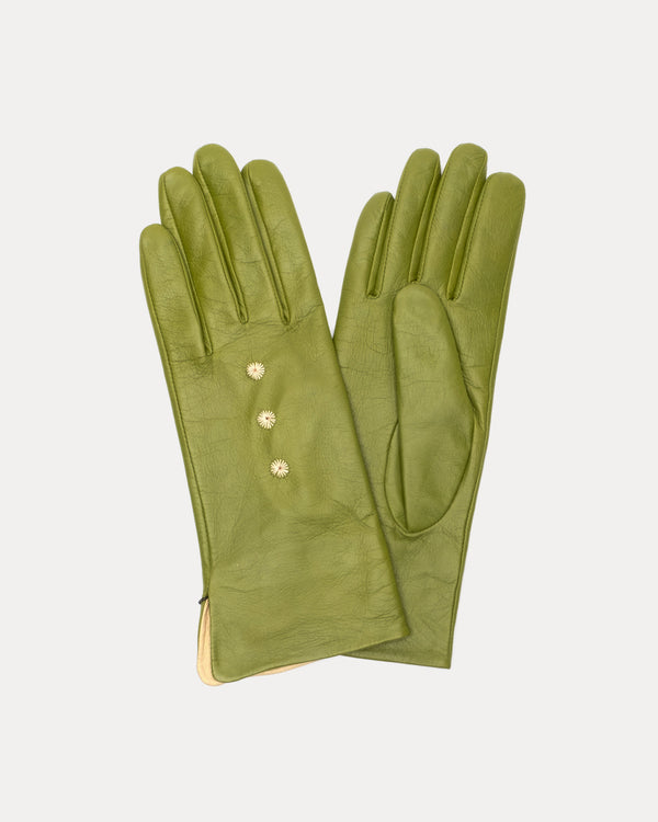 Luisa Asterisk Leather Glove - Green
