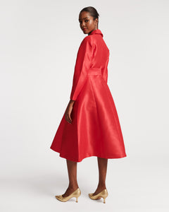 Lucille Wrap Dress Dupioni Red - Frances Valentine