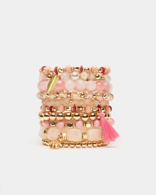 Naples Stacked Bracelet Pink/Gold/Multi OS Frances Valentine