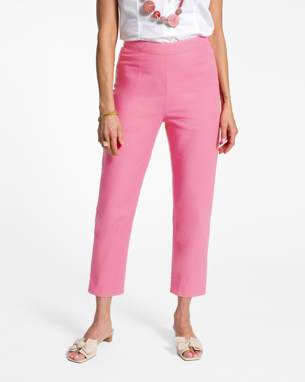 Lucy Cigarette Pant - Cotton Stretch Pink - Frances Valentine