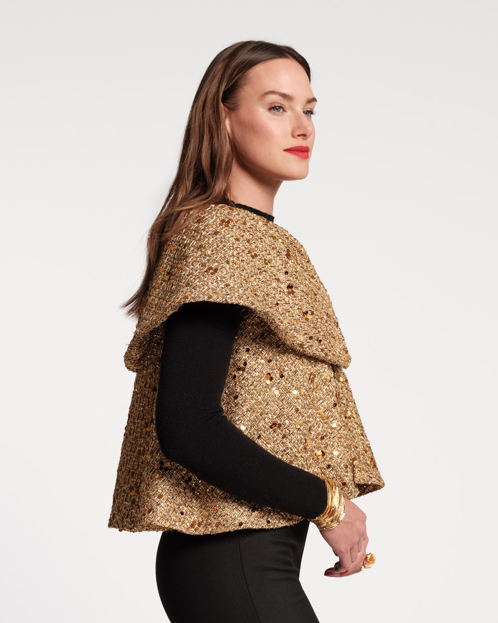 Peyton Sequin Swing Jacket - Gold Coats & Jackets Frances Valentine