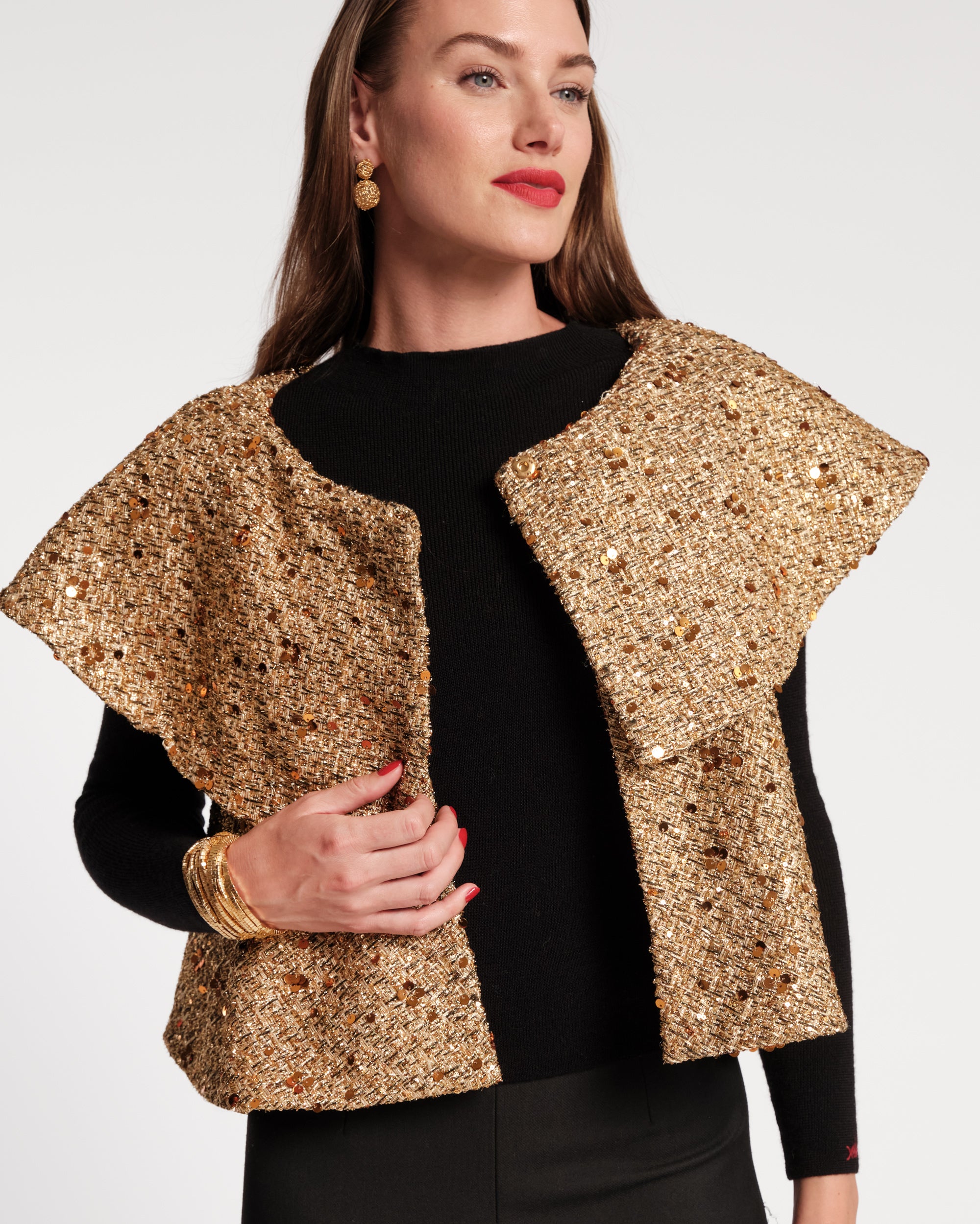 Peyton Sequin Swing Jacket - Gold – Frances Valentine