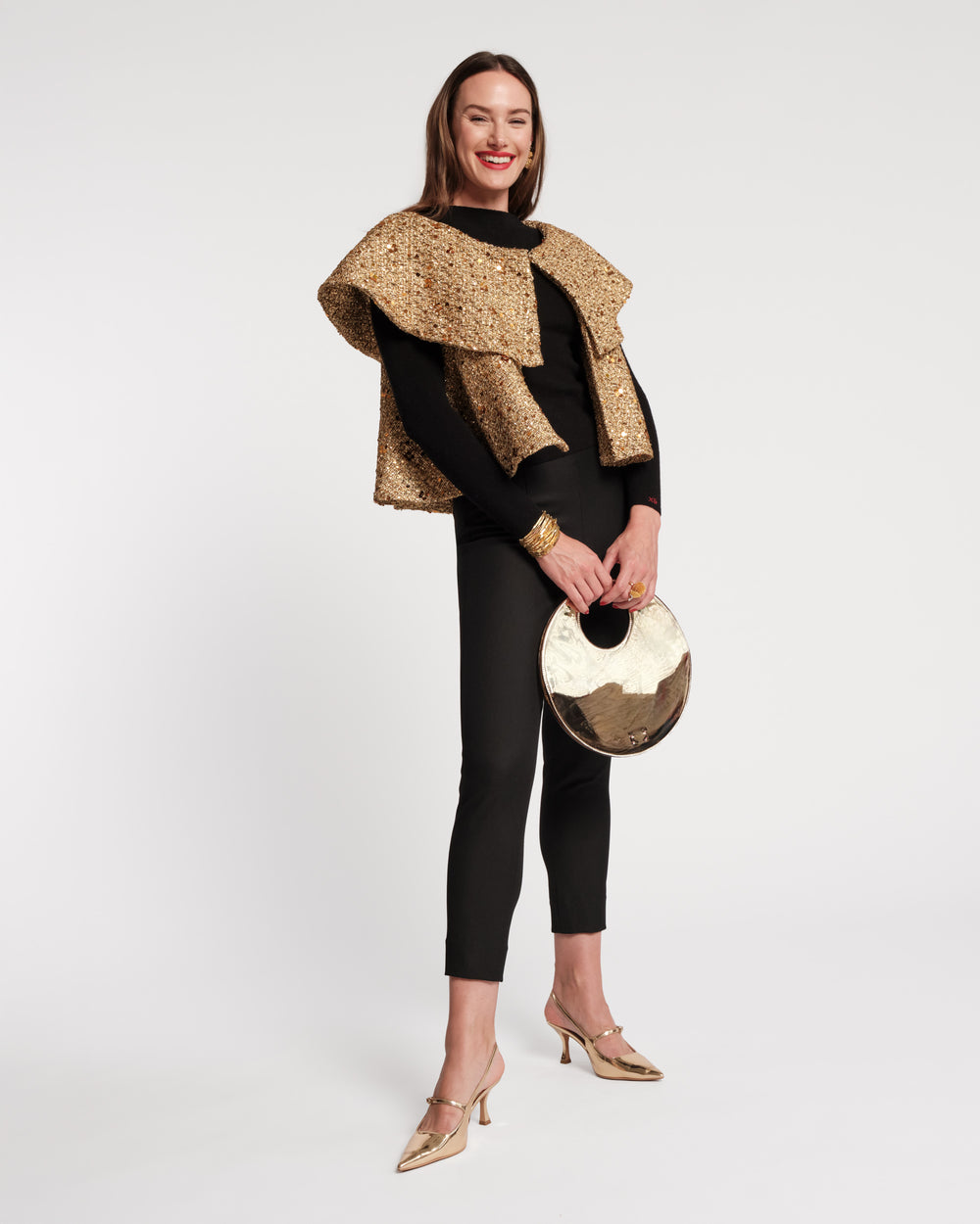Peyton Sequin Swing Jacket - Gold Coats & Jackets Frances Valentine