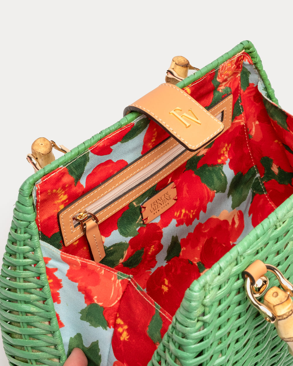 Rooster Wicker Basket - Green