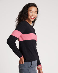 Spencer Crewneck Sweater Navy Pink - Frances Valentine