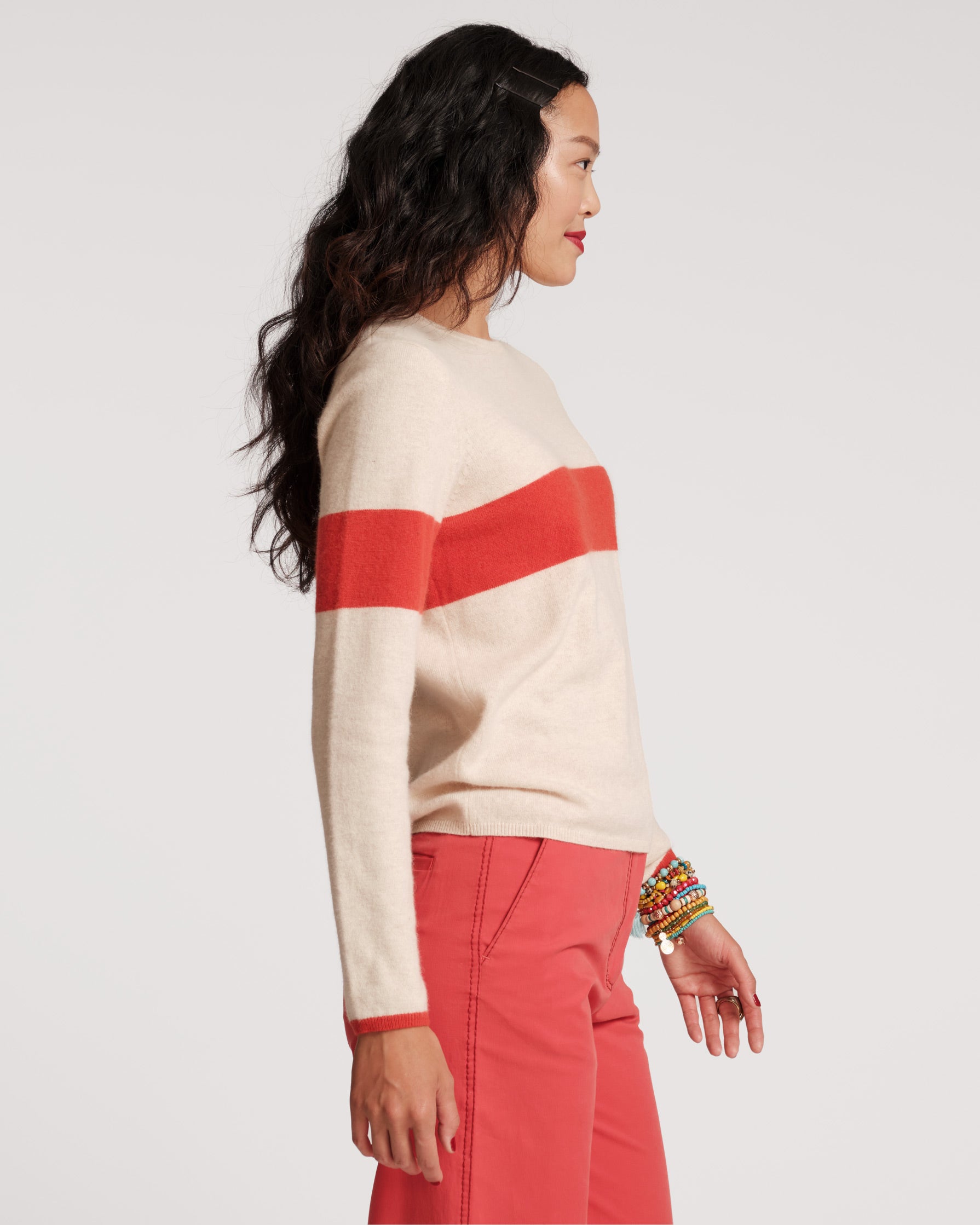 Spencer Crewneck Sweater Oatmeal Orange