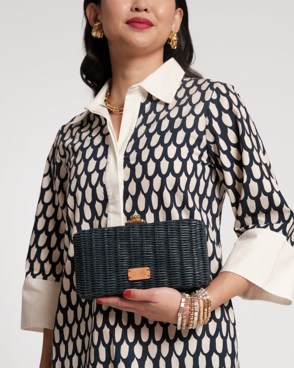 Pepper Wicker Clutch - Navy Basket Frances Valentine