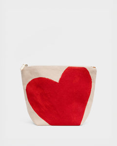 Tall Heart Cosmetic Bag Natural Red - Frances Valentine