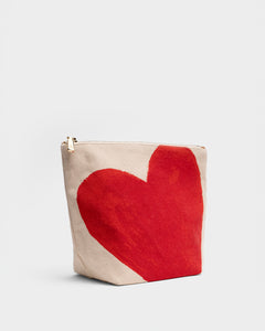 Tall Heart Cosmetic Bag Natural Red - Frances Valentine