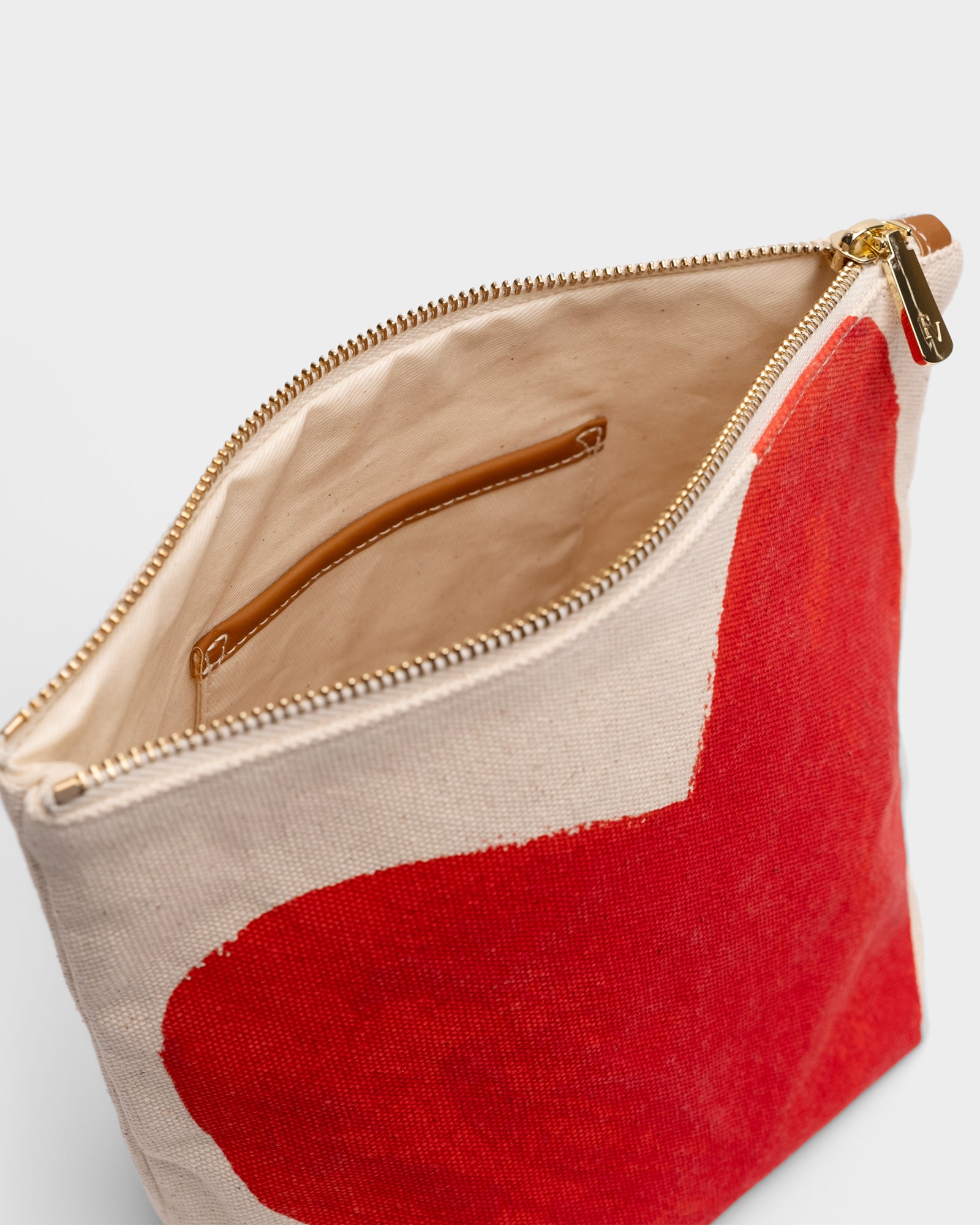 Tall Heart Cosmetic Bag Natural Red