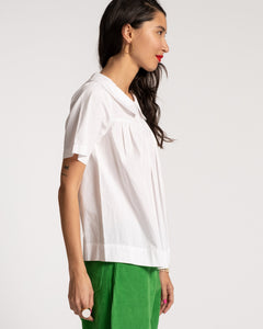 Anabelle Oversized Peter Pan Collar Top White - Frances Valentine