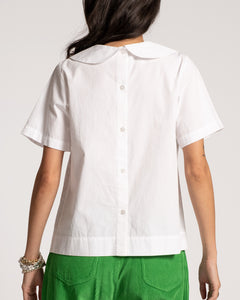 Anabelle Oversized Peter Pan Collar Top White - Frances Valentine