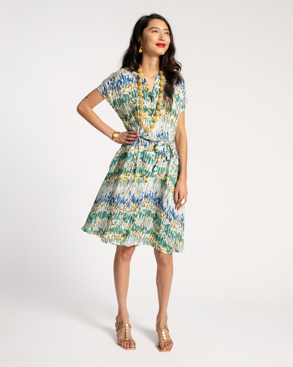 Anna Slope Arm Dress Meadow Print Dresses Frances Valentine