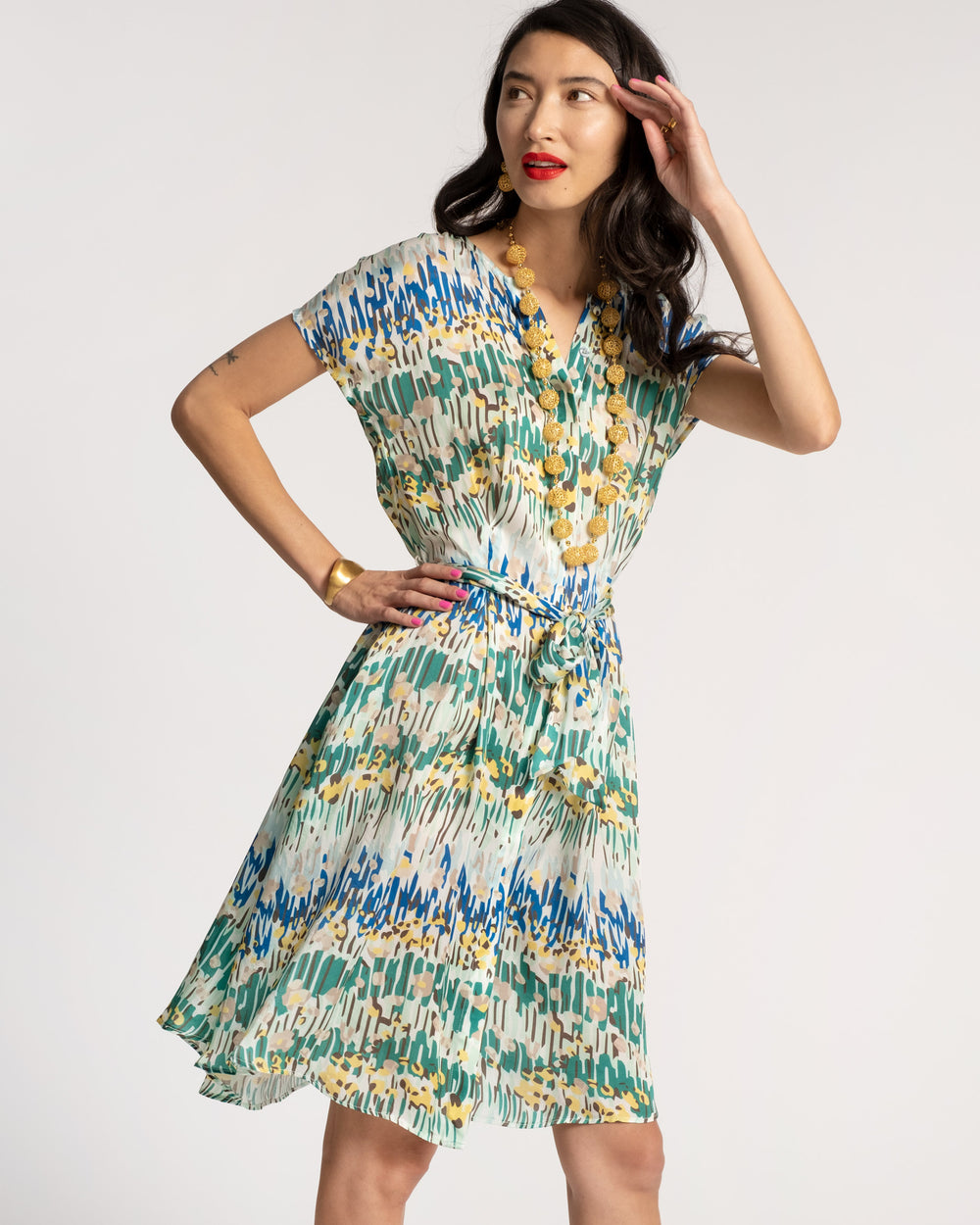 Anna Slope Arm Dress Meadow Print Dresses Frances Valentine
