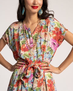 Anna Slope Arm Dress Rose Garden Print - Frances Valentine