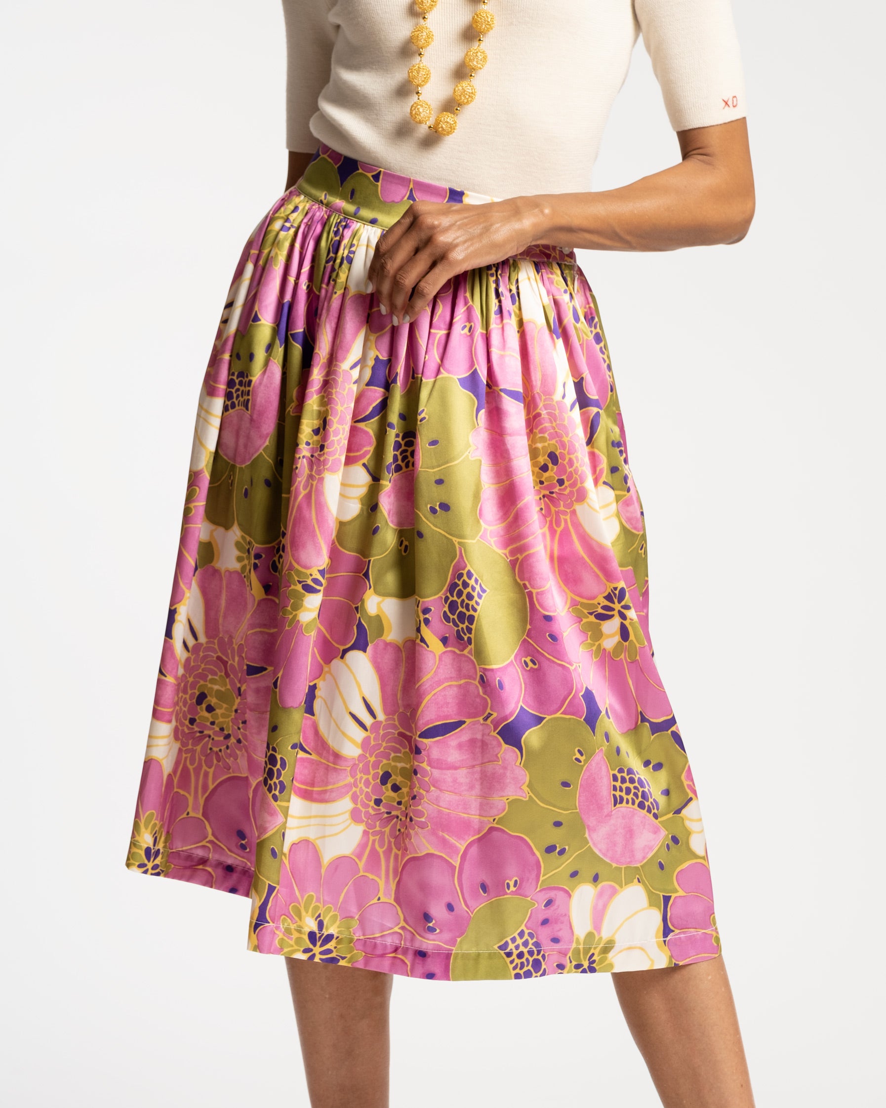 Barbara Midi Skirt African Daisy Print