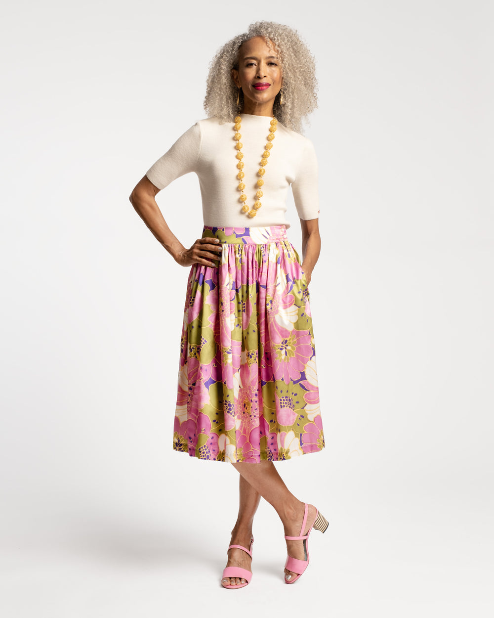 Barbara Midi Skirt - African Daisy - Frances Valentine