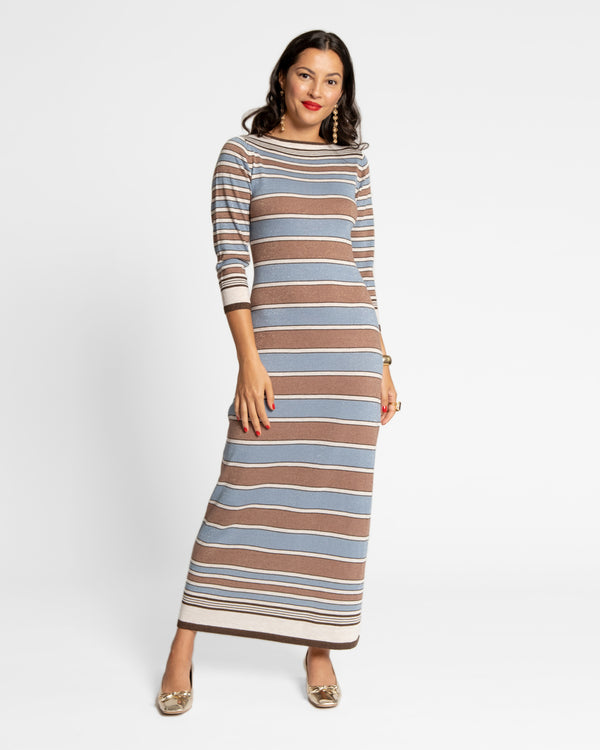 Bianca Maxi Dress - Blue Brown - Frances Valentine
