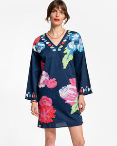 Goldie Tunic Peony Garden Navy Multi - Frances Valentine