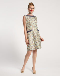 Catherine Dress Metallic Jacquard Light Blue - Frances Valentine