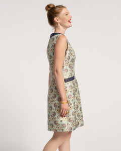 Catherine Dress Metallic Jacquard Light Blue - Frances Valentine