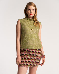 Colette Top Cedar Boucle Wool Green - Frances Valentine